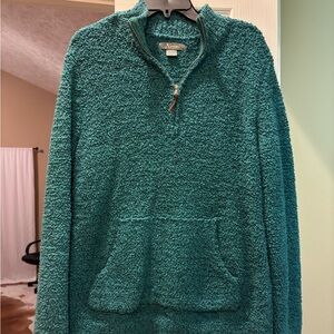 Beautiful soft emerald green 3/4 zip sweater